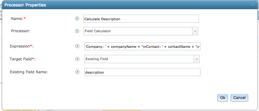 expression used in field calculator processor